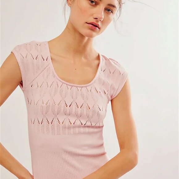 048 Free People Robin Seamless Midi Dress Petal Pink NWOT Size M/L - Picture 4 of 10